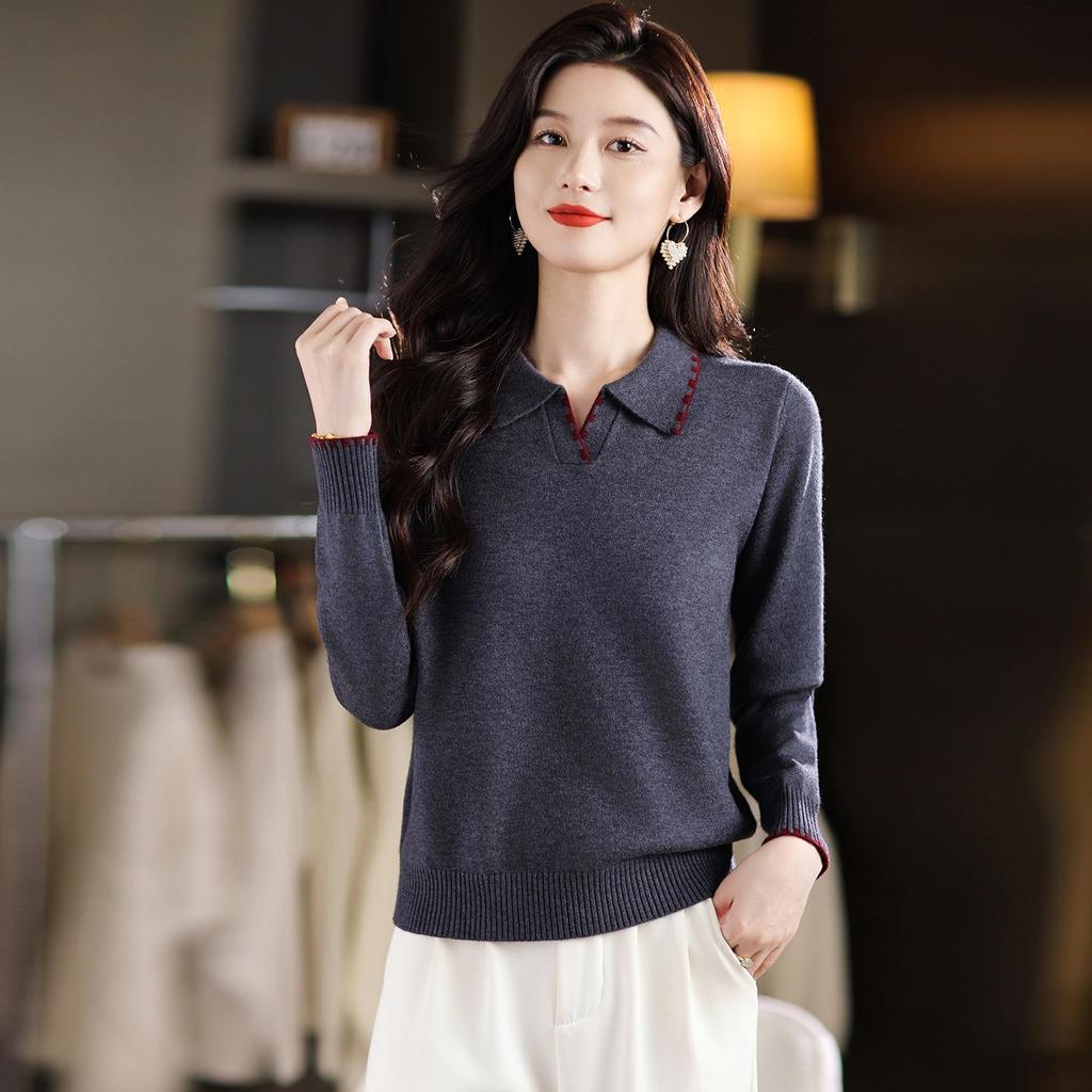 Women's 2025 Autumn Loose Lapel Wool Sweater - Versatile, Stylish Knit Top
