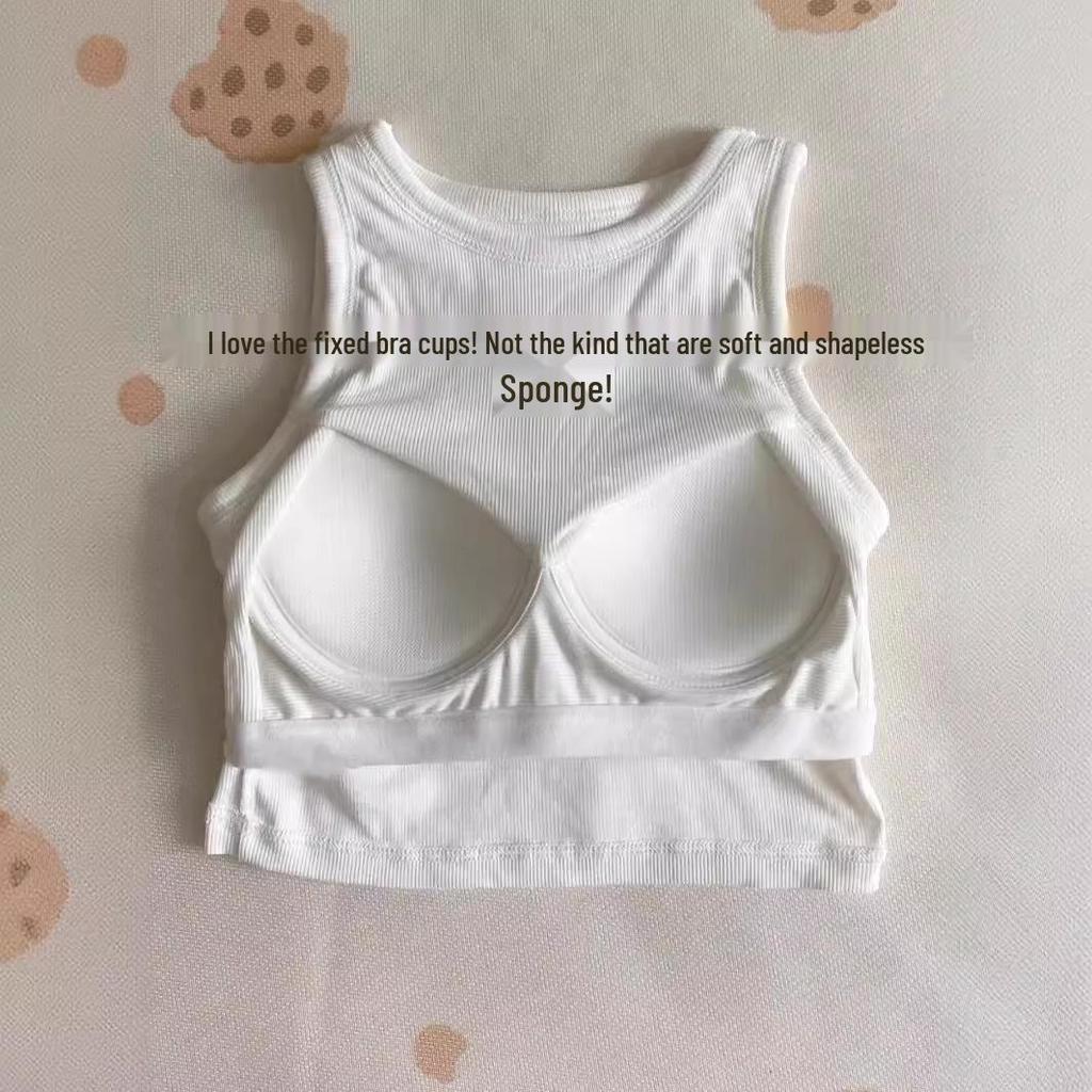 Women's Slim Fit Sleeveless Sling Tank Top with Chest Pads - Summer Hot Girl I-Back Shirt