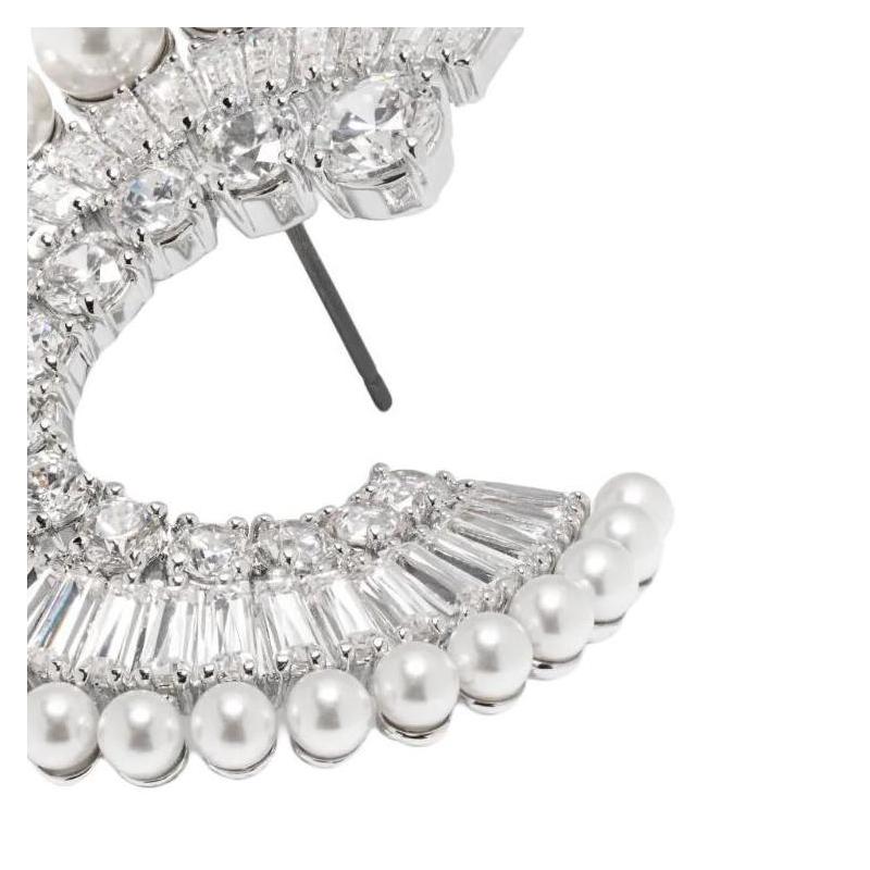 Swarovski Ariana Grande Capsule Collection Inlay Design Rhodium Plated Earrings Women's Silver 5720869