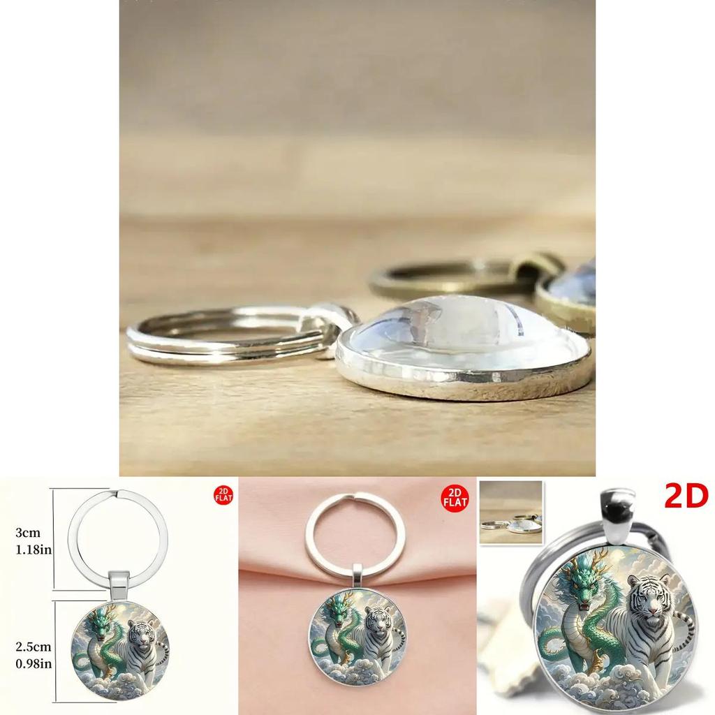 Mythical Dragon Keychain With Glass Pendant For Party Gift And Friendship