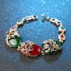 Vintage Strass Zweig rot grün oval Harz Frauen Armband Armreif Schmuck