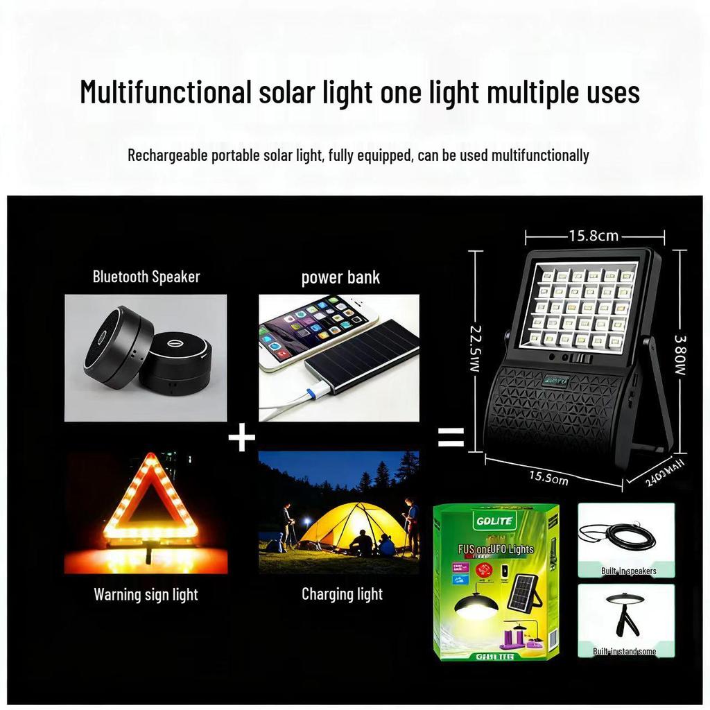 High-Power Portable Solar Floodlight: Super Bright Mobile Searchlight for Construction and Emergency Outdoor Lighting