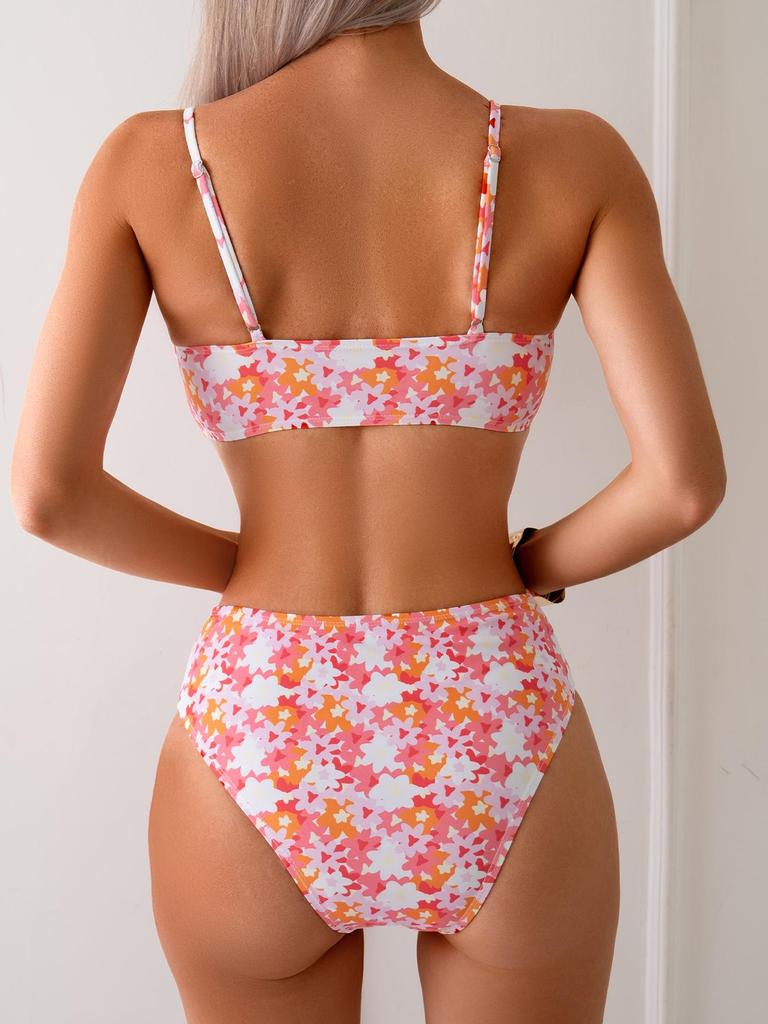 Floral Print Push-Up Bikini Separates for Women