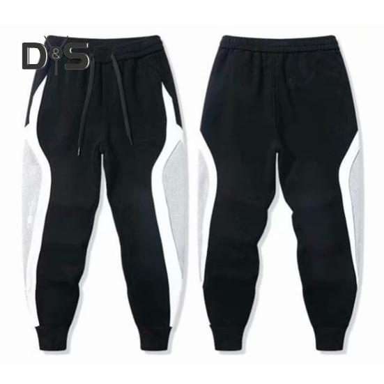 Plus Size Men Sport Pants Contrast Color Ankle-banded Sweatpants Drawstring Elastic Waist Loose Trousers with Pocket for Daily Exercise