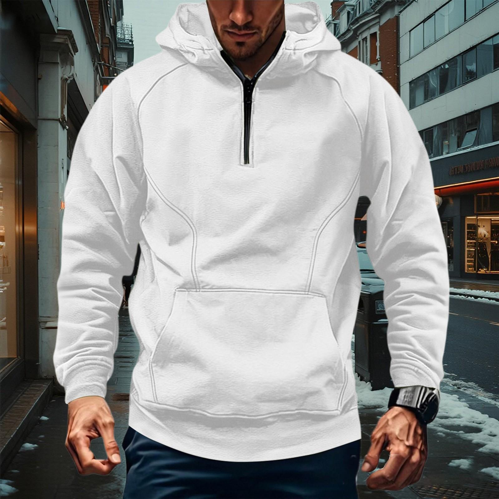 

Men s Casual Quarter Zipper Cargo Hoodies, Military Hooded Sweatshirt With Raglan Sleeve And Pocket XXL