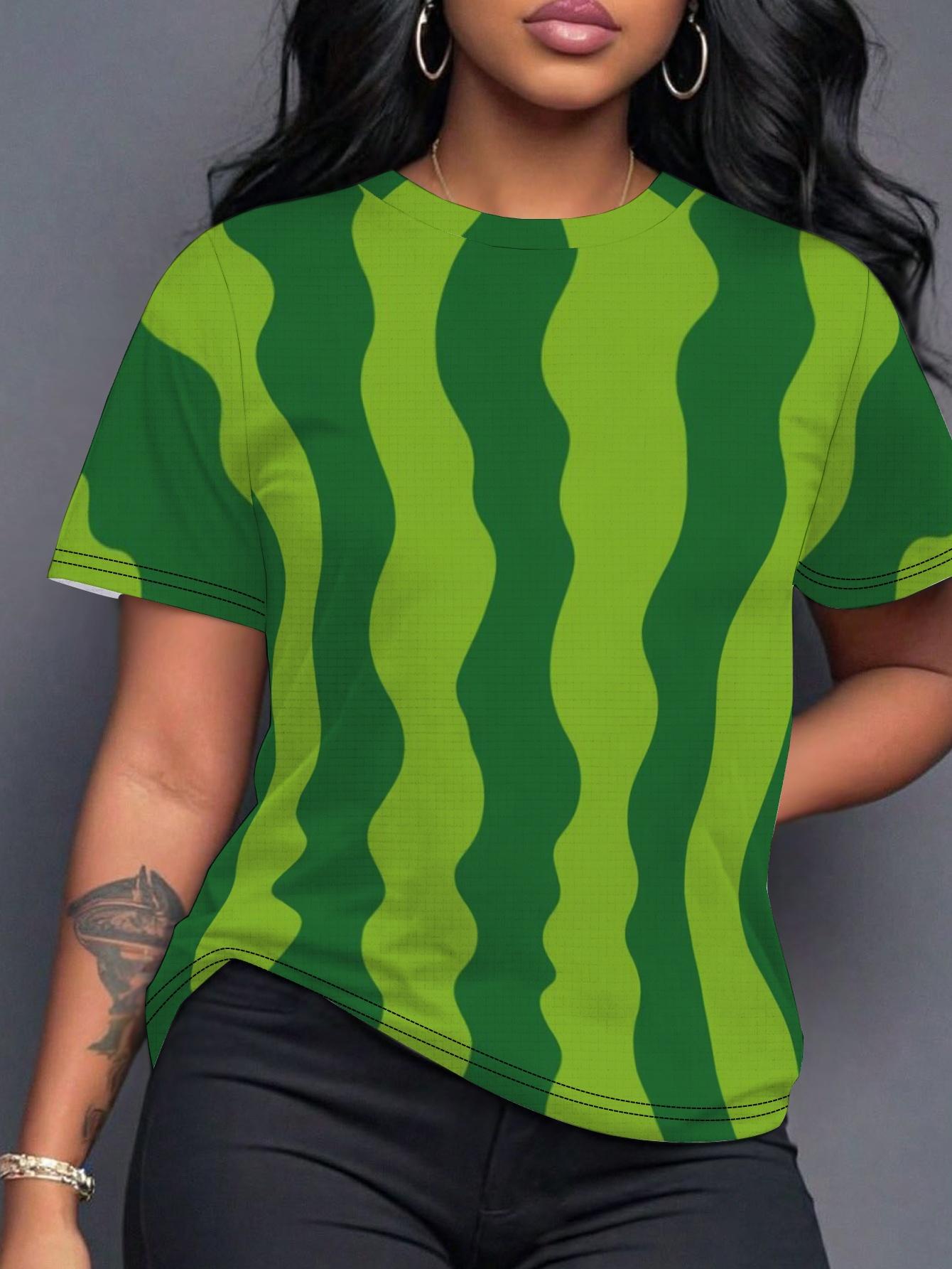 

Watermelon Striped Pattern Women S T-Shirt. Digital Print Design. Comfortable Fit S дубильная кора