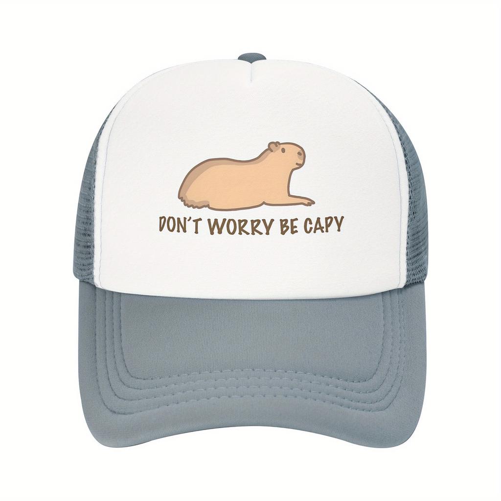 Keine Sorge Sei Capy Capybara Grafik Trucker Cap Atmungsaktives Netz Baseballkappe Verstellbar Lässig für Erwachsene