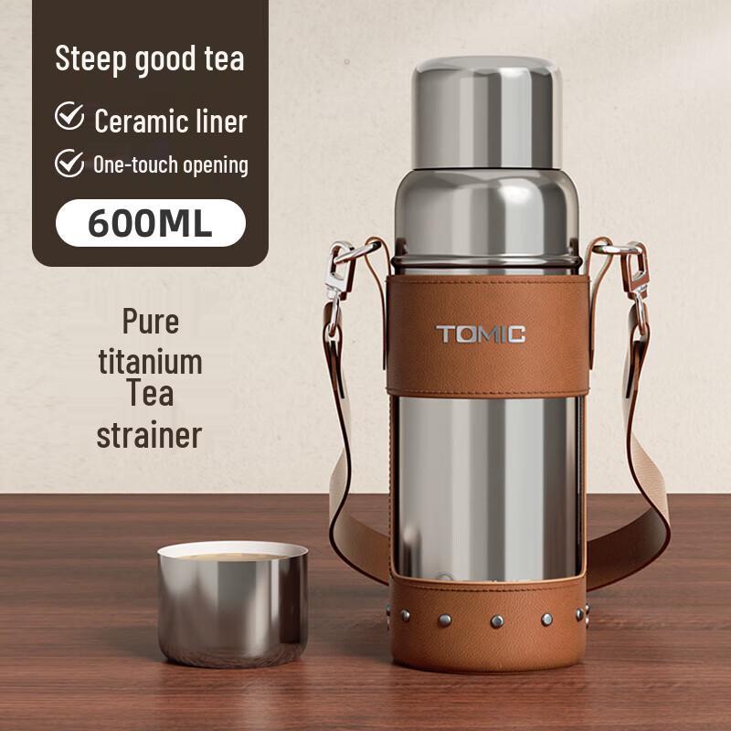 TOMIC TW60167UCti Ceramic Lined Thermos Tea Mug with Pure Titanium Infuser