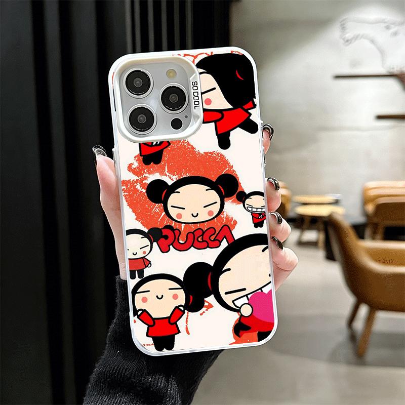 Cartoon Cute Pucca Garu Soft Phone Case for iPhone 15 16 17 Pro Max 17Air 16E 14 Plus 13 12 Mini Shockproof Cover Back Shell