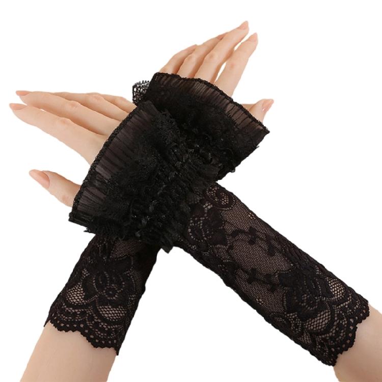 

1 Pair Comfortable Lace Arm Covers Enhancing Nails Art Presentation for Photographers and Fashion Enthusiasts чорний