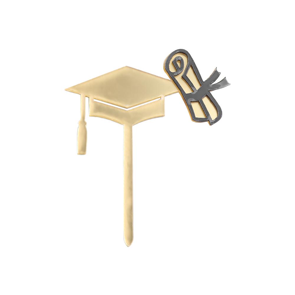 

Acrylic Happy Graduation Cap Cake Toppers Cartoon DIY Congrats Cake Topper Black Gold Bachelor Hat Cap Cake Decoration