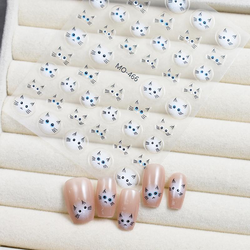 Blaue Augen Siamkatze Nagelsticker 3D Niedliche Cartoon-Tiere Selbstklebend Maniküre-Verzierungen Zubehör DIY Nagel-Slider Aufkleber