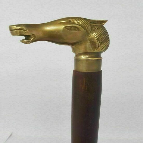 Antiker Stil Viktorianisch Vintage Designer Messinggriff Gehstock Holzspazierstock