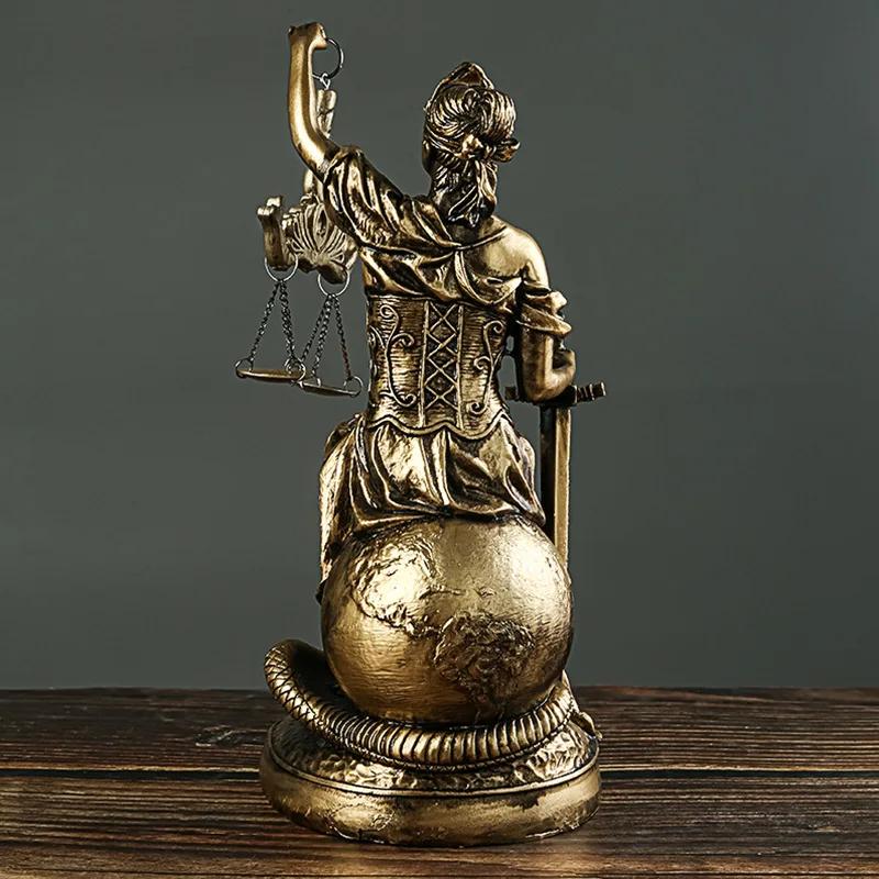 Retro Style European Greek Fairness Justice Goddess Statue Fair Angels Resin Bookends Sculpture Ornaments Study Room Decoration