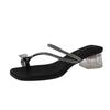 Rhinestone Cool Slippers Women's Summer Wear 2025 Fairy Stunning Thick Heel Sandals French Style with Bow New Skirt