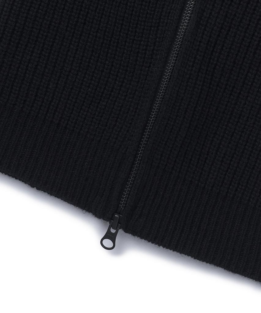 MUSINSA STANDARD Lambswool Zipper Knit Balaclava [Black]