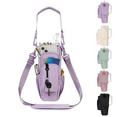 Water-resistant Water Bottle Holder Bag Adjustable Portable Water Bottle Carrier Bag with Handle Insulating Cup Sleeve for Women