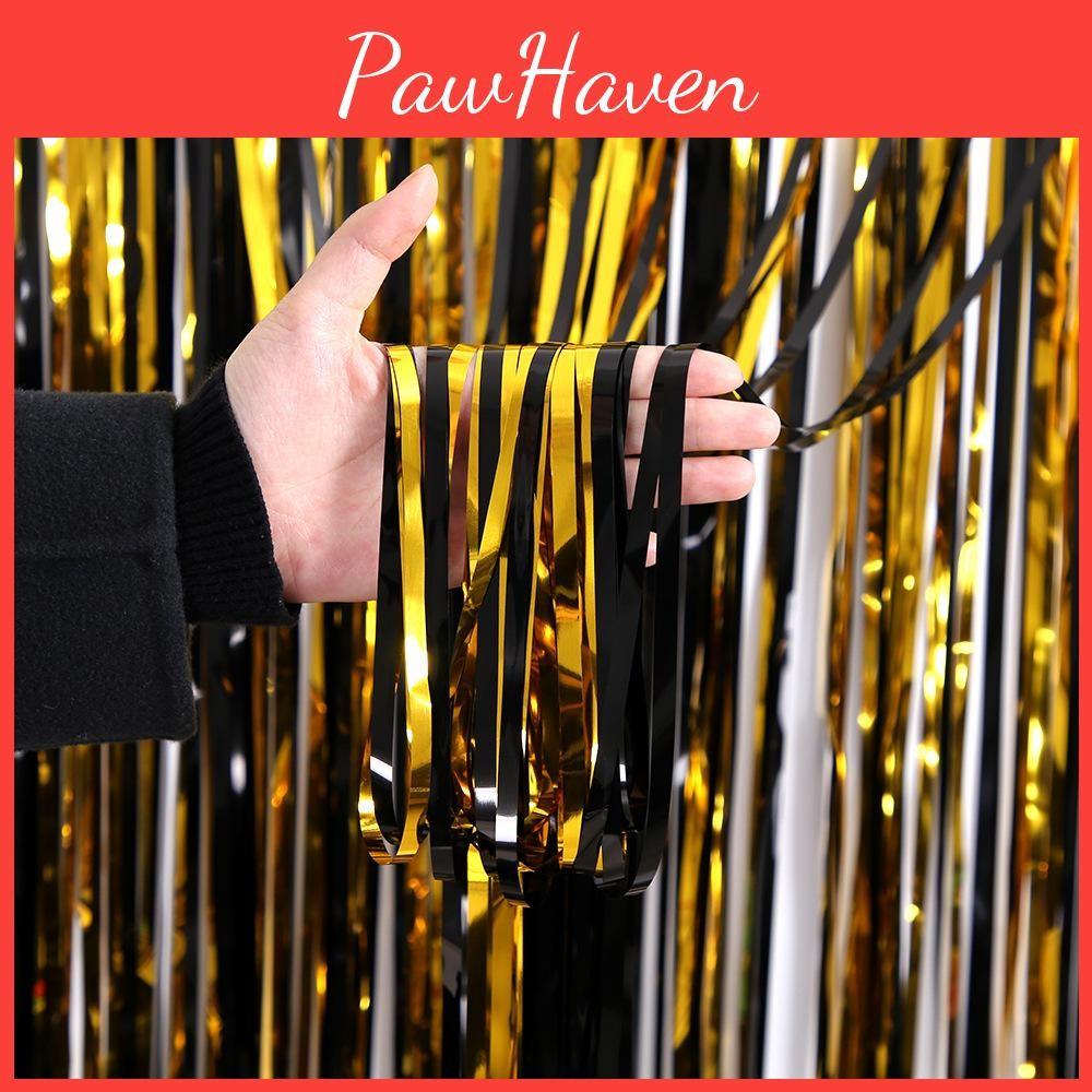 Sophisticated And Black Gold Rain Curtain For Halloween Party Displays And Backdrops Decorative
