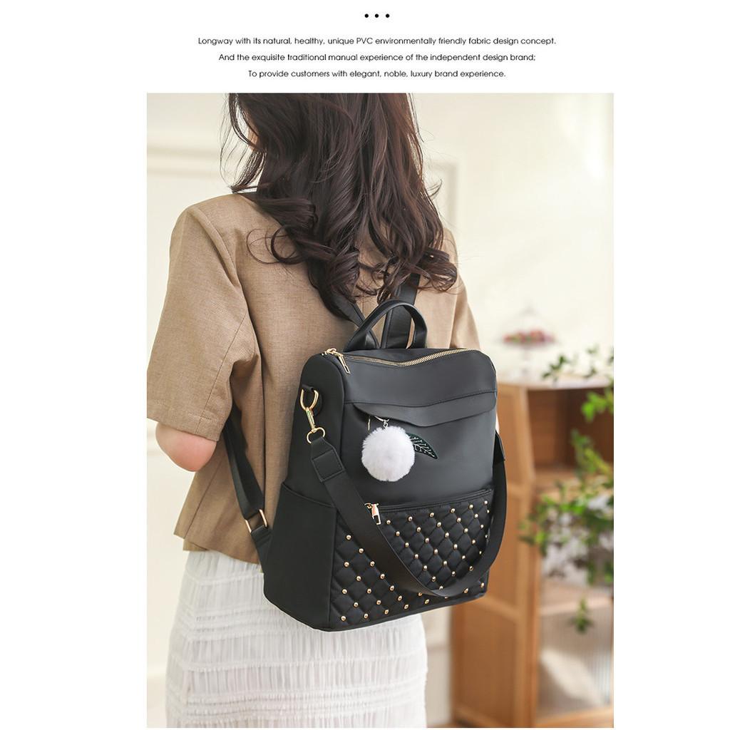 IELGY backpack, nylon cloth rhombus schoolbag, large-capacity Korean version of leisure students Korean version of travel backpack