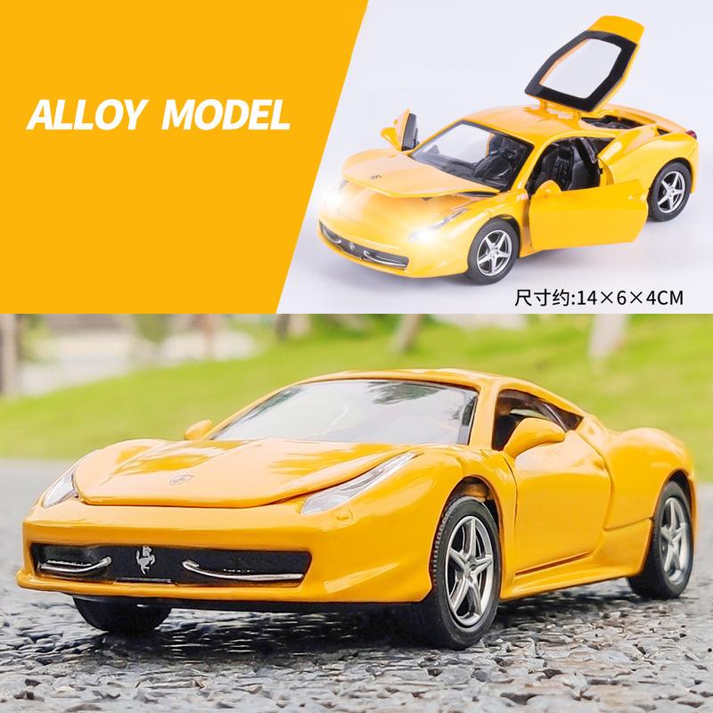 1/32 Ferrari 458 Supercar Alloy Muscle Car Model Sound and Light Pull Back Children's Toy Collectibles Birthday Gift