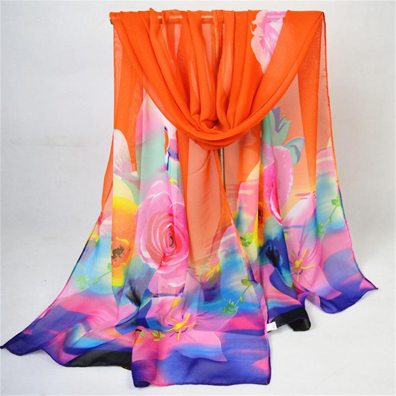 Summer Edition Scarves Female Shawls Super Long Chiffon Fabric Decorative