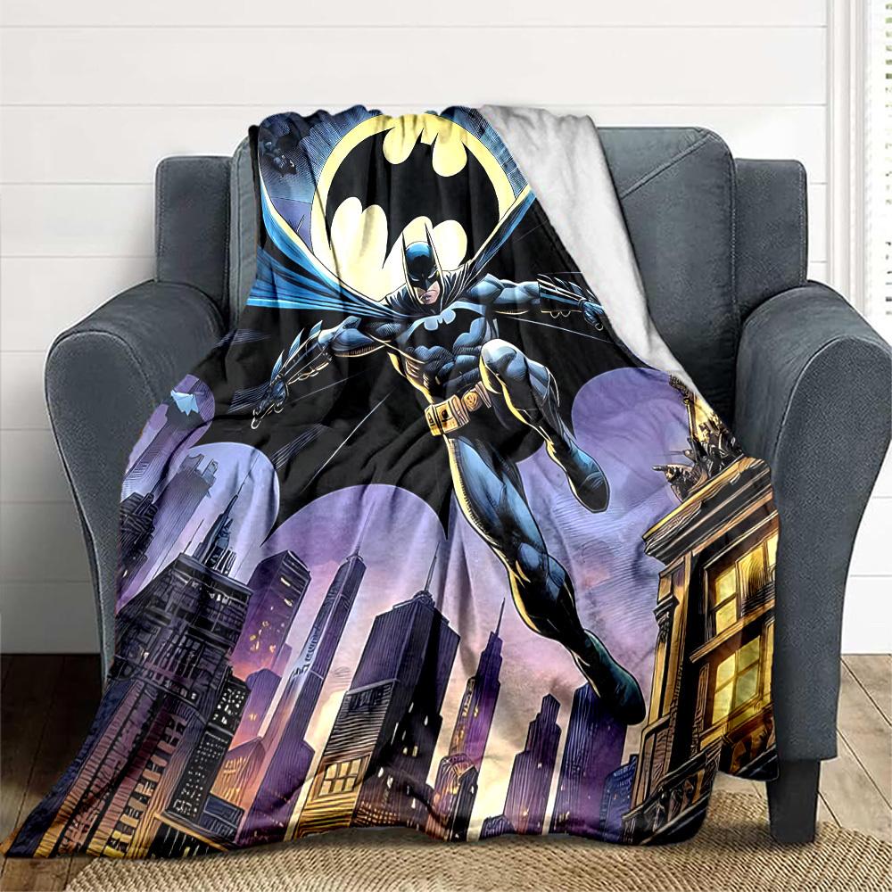 1pc Batman Cityscape Flannel Throw Blanket - HD Printed Lightweight Soft Warm All-Season Blanket for Sofa, Bed, Travel, Camping 071