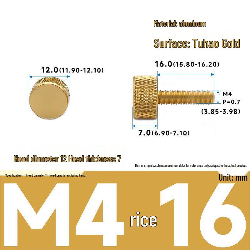 Barevné hliníkové šrouby s ručním utahováním pro úpravu počítačové skříně - velikosti M3/M4/M5, 16*5/6-10/20