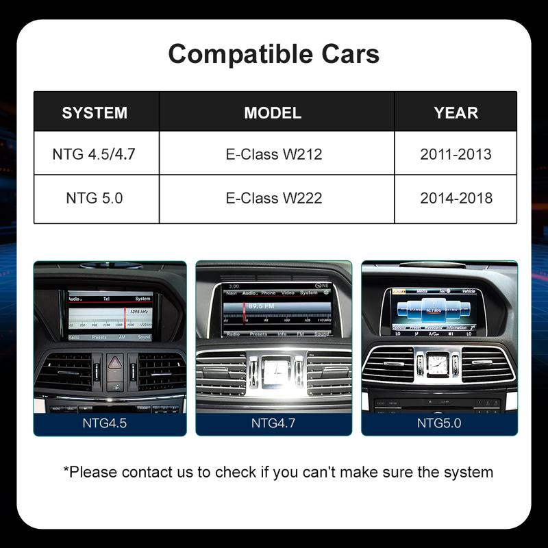 Wireless CarPlay Android Auto For Benz E-Class W212 E300 E350 Coupe NTG4.5 5.0 2012-2016 Interface Upgrade Decoder Box MuItimed
