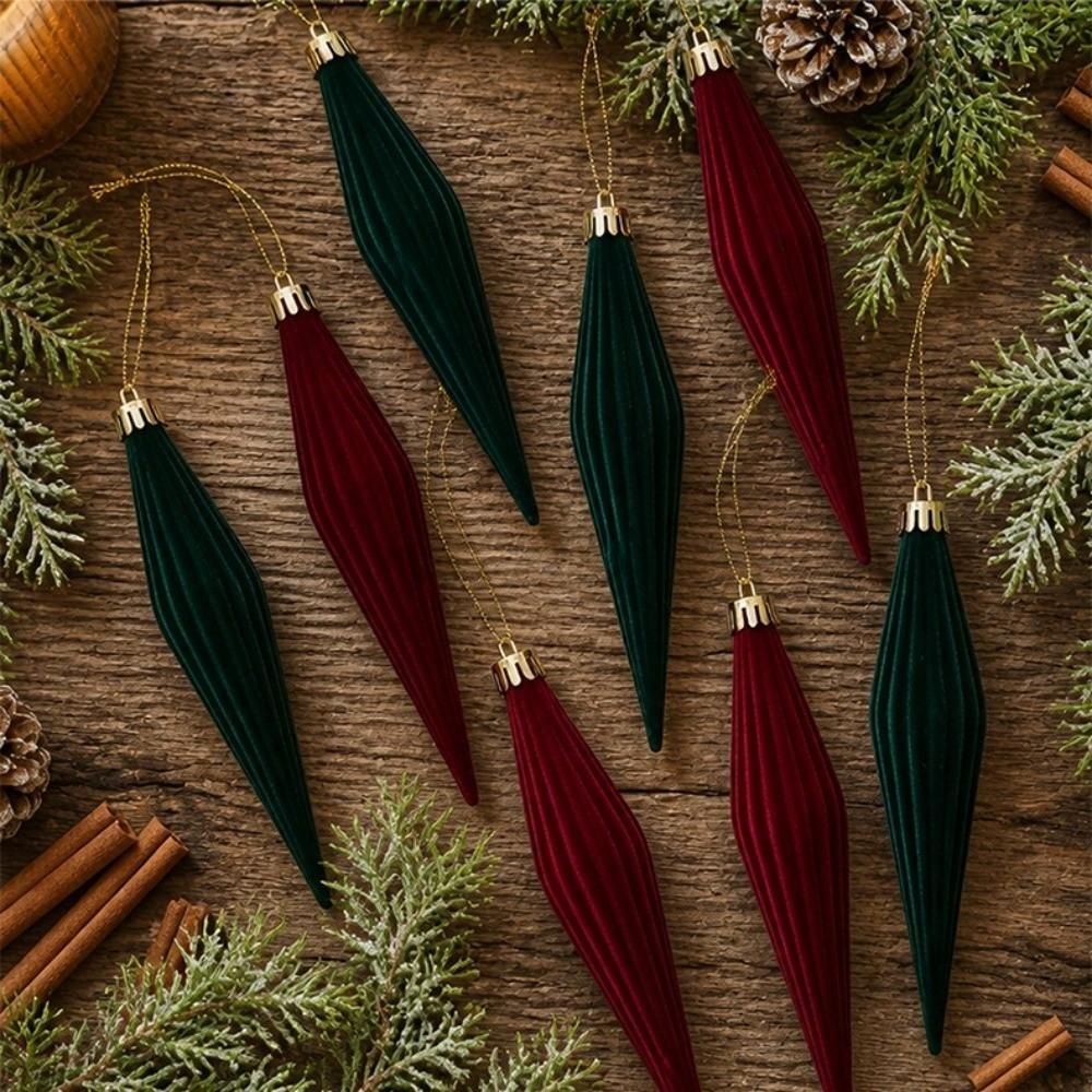 6Pcs Plastic Christmas Flocked Balls Set Flocked Christmas Tree Ornaments New Year