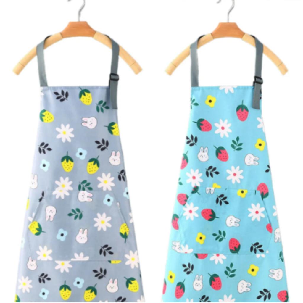 Cute Flower Cat Fruits Kitchen Household Oil-Proof Cooking Apron For Women Men Kitchen Waterproof Adult Coffee Baking Access