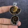 Ammonite Fossil Handmade 925 Sterling Silver Jewelry Pendant 3.07" f6V36