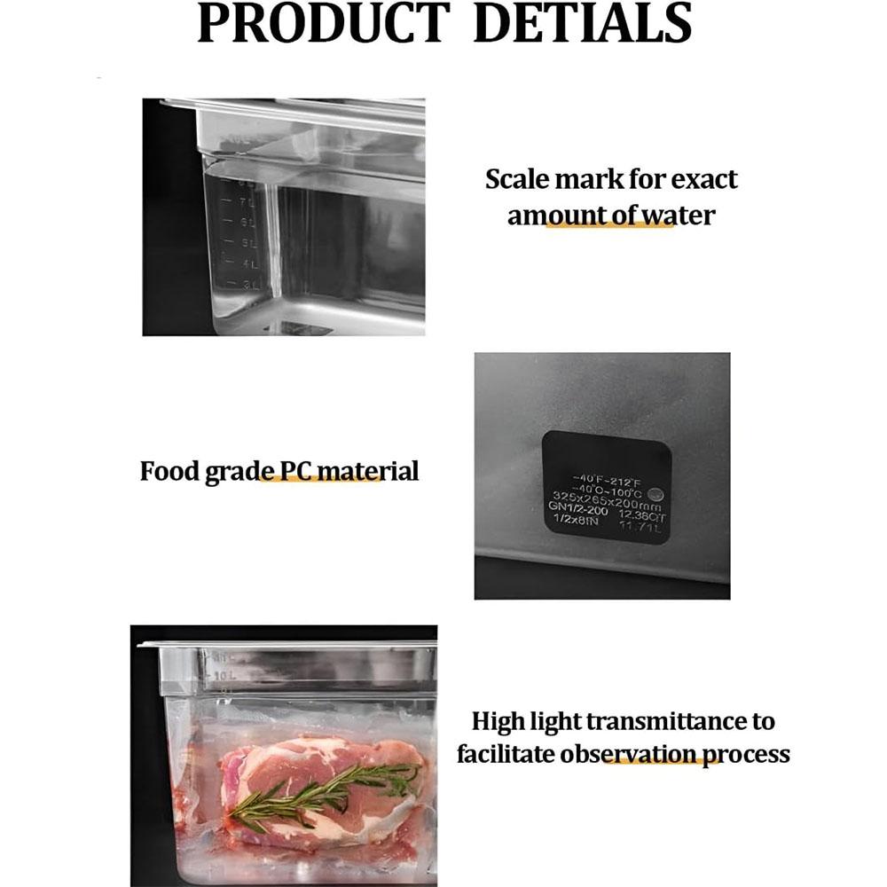11L Sous Vide Sada Nádoby - Víko a Mřížky s Přepážkami - Pasuje na Anova, Joule, Instant Pot