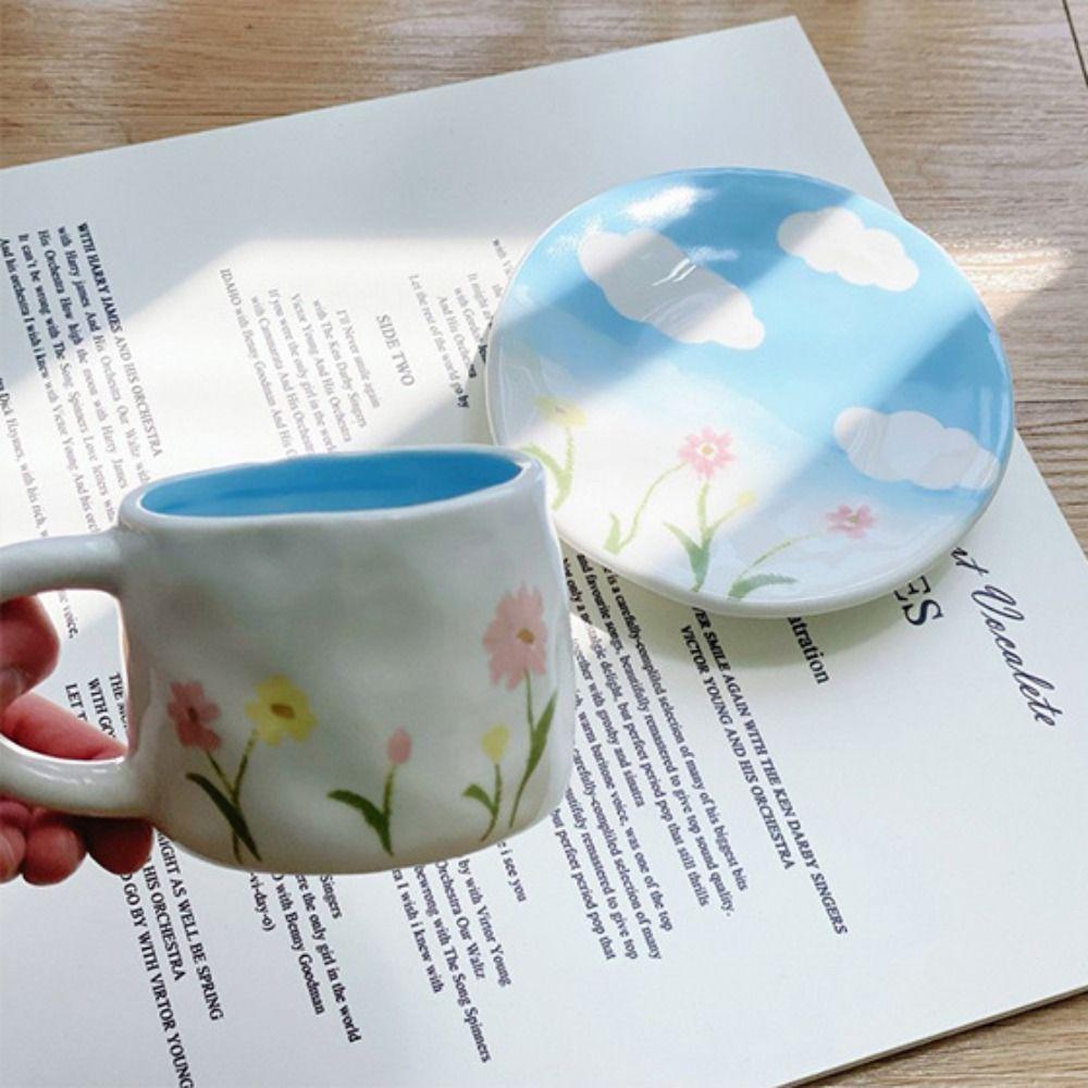 Hand Pinched Milk Mugs Ceramic Milk Tea Cup Ins Korean Style Oatmeal Breakfast Mug  Kitchen