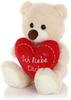 CEJAMA Teddybär Plüschtier mit Herz - 25 cm Kuscheltier mit Liebesbotschaft für Valentinstag, Geburtstag, Jahrestag, Muttertagsgeschenk