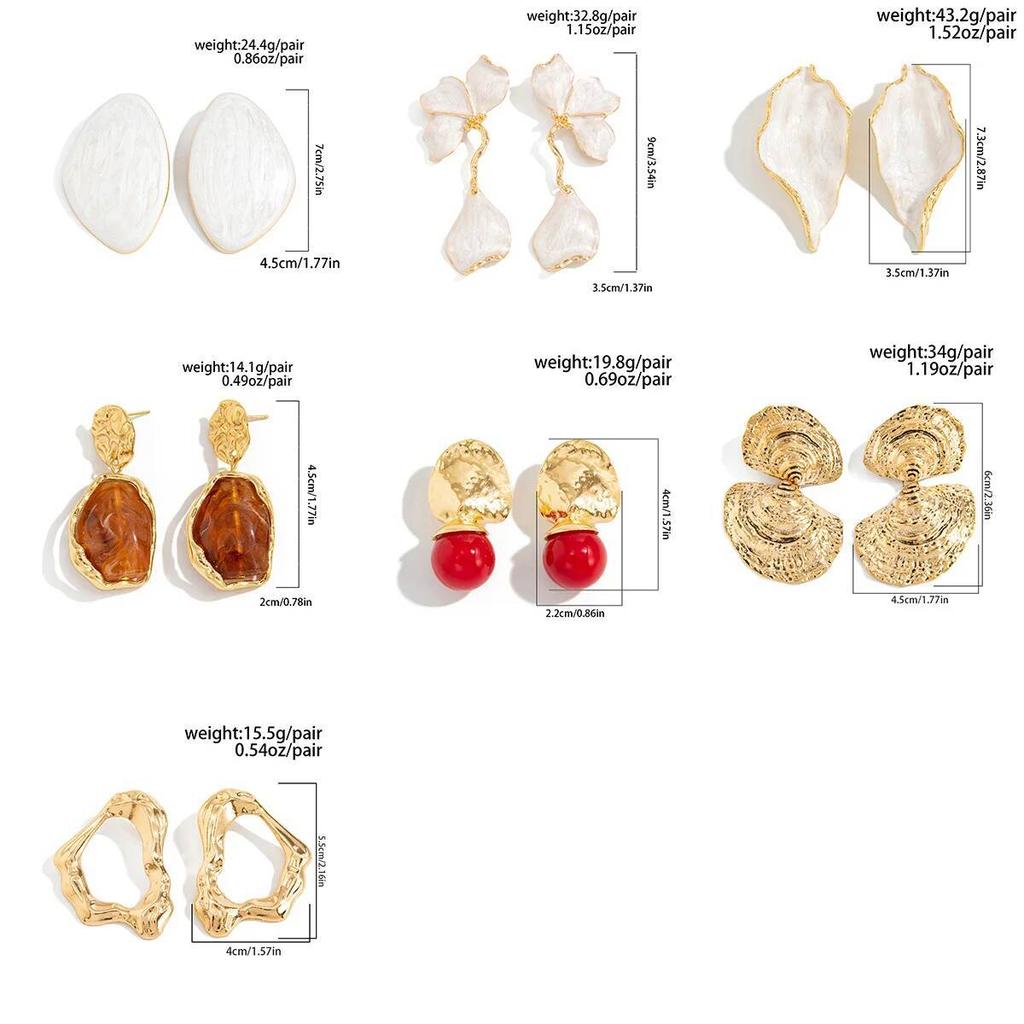 PuRui 7 Style Elegant Flower Scallop Pendant Earrings for Women 2026 New Vintage Creative Aesthetics Jewelry Drop Earrings Gifts