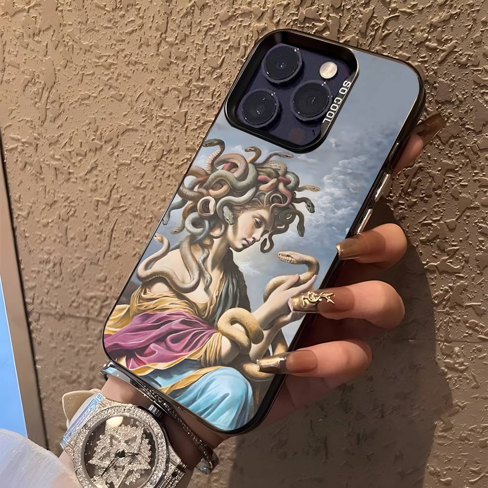 Medusa Greek Mythology Look At Me Phone Case For iPhone 16,15,14,13,12,11Pro,XS,Max,Plus,Mini Black Candy Matte Shockproof Cover