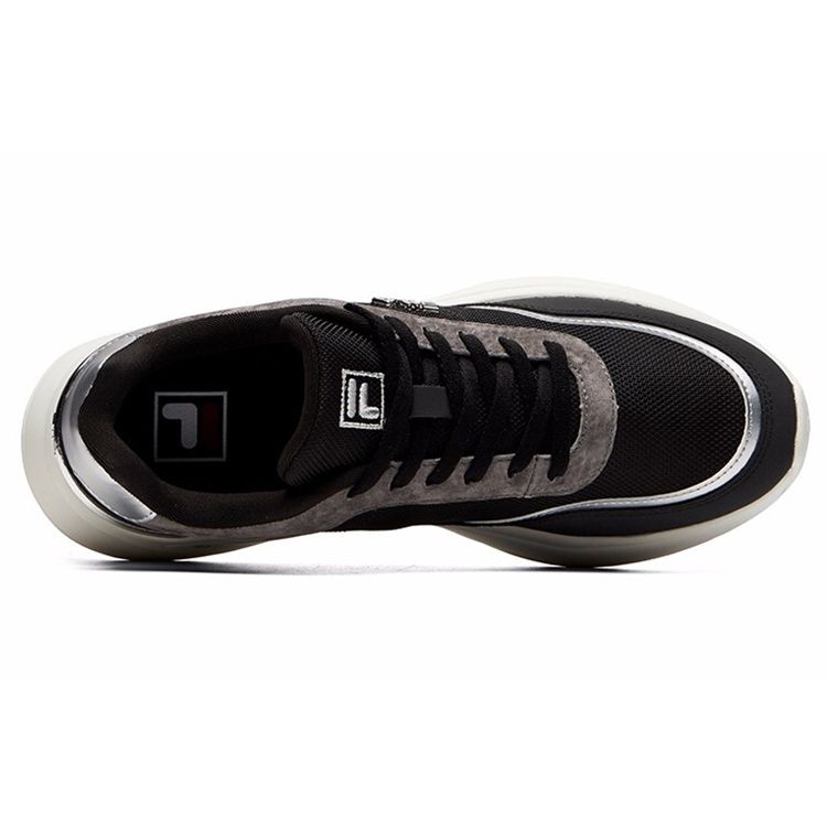 FILA Faux Leather Fabric Comfortable Versatile Shock Absorbing Wear Resistant Low Top Casual Shoes Women sneaker Black Gray F12W114208FBQ