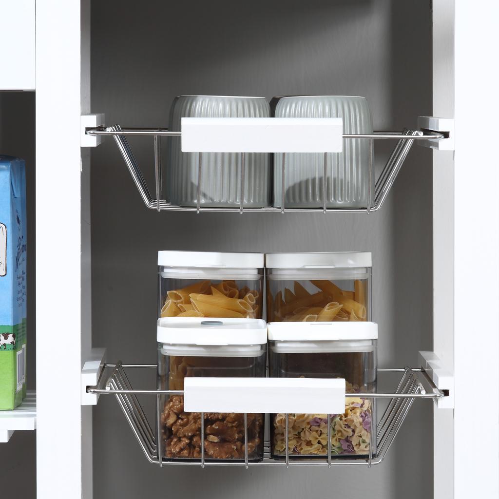 Kitchen Trolley, Serving Cart, Drawers, Baskets, Towel Rack, Wheels, 92 x 37 x 82 cm, White