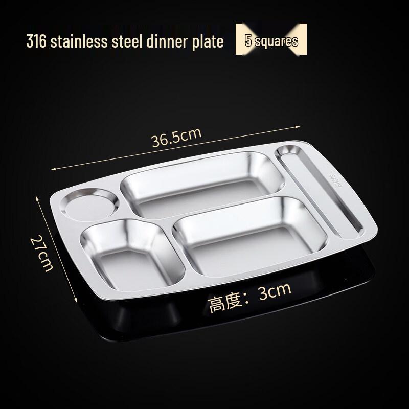 

316 Stainless Steel Rectangular Divided Lunch Tray