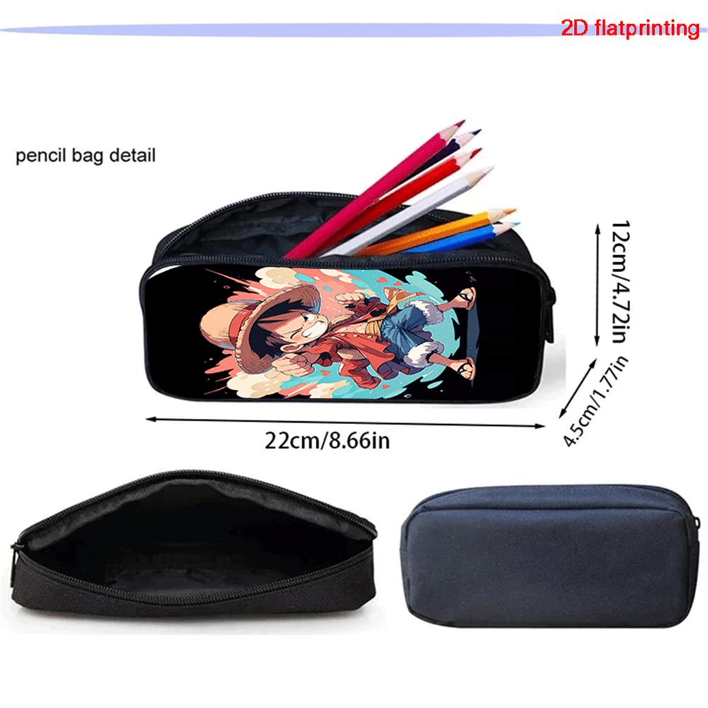 Cartoon ONE PIECE 2Pcs Set Mochila Lightweight Large Capacity Front Pocket School Backpack with Pencil Case for Boys Girls Trip
