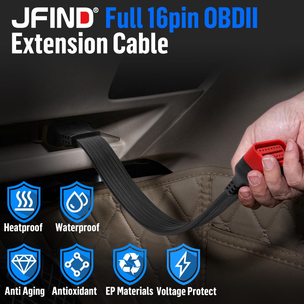 36CM OBDII Full 16 Pin Male To 16Pin Female OBD2 Extension Connector Cable Work with Diagnostic Tool ELM327