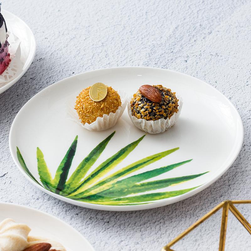 Bone China Plant 8-inch Ceramic Plate Breakfast Inventory Heart Fruit Plate Main Course Tableware Kitchen Kitchen Utensils
