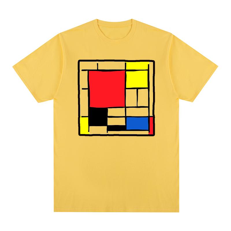 Mondrian Vintage T-shirt NEOPLASTICISM Bomull Män Ny TEE T-SHIRT Damtoppar