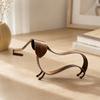 Open-Frame Wiener Dog Sculpture In Metal with a Mottled Aged-Look Finish for Indoor Cabinets, Shelves, and Desktops