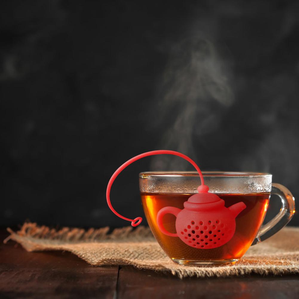 Teapot Shape Tea Filter Reusable Silicone Tea Strainer with Long Handle Tea Steeper for Loose Tea Spices and Seasonings