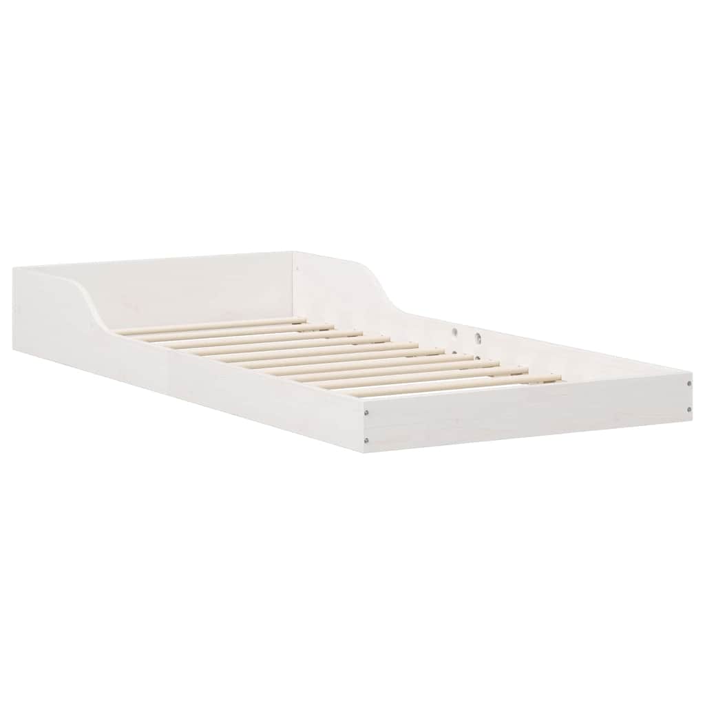 Bed Frame White 100 x 220 cm Solid Pine Wood