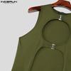 INCERUN Mens Sleeveless Cutout Splits Casual Cosplayer Long Swing Tank Tops