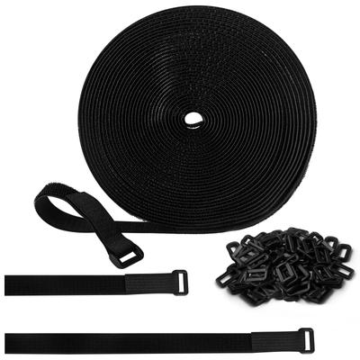 YOKELLMUX Cable Ties, Hook-and-Loop Fasteners, 10m Long X 3cm Wide, 25 Buckles Included, Cut-to-Size, Strong, Heat-Resistant, Reusable, for DIY, Wire
