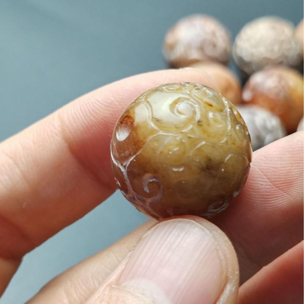 Imitation Han Ancient Style Hetian Jade Beads, Natural Loose Beads, Ideal for DIY Jewelry, 2mm Diameter