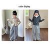 2025 Girls' Spring/Autumn Cardigan & Wide-Leg Pants Set - Hooded Casual Two-Piece Outfit